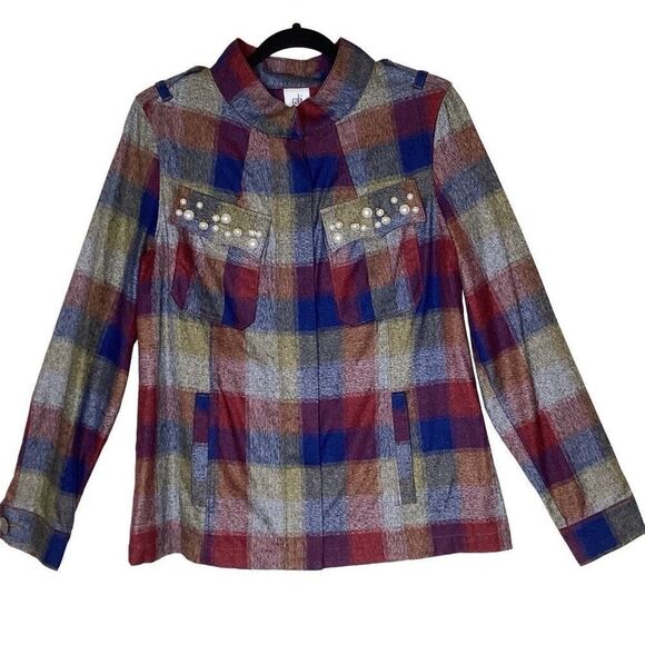 CAbi Collage Coastal Cowgirl, Pearlcore Plaid Jacket Size M - Picture 2 of 16
